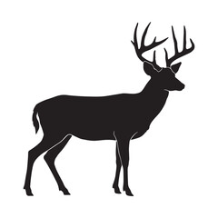 Fototapeta premium Deer Silhouette Against A White Background Minimalist Wildlife Illustration