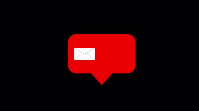 Inbox notification count grows to 600 massage, symbolizing many unread messages with motion graphic design. 4K Video