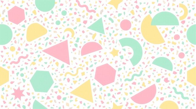 Cute 2D flat pastel geometric terrazzo pattern