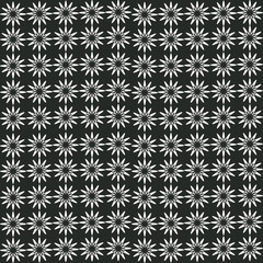 Fototapeta premium Minimalist Monochrome Floral Seamless Pattern with Geometric Starburst Motifs