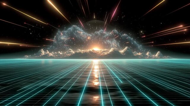 Epic mystical journey to unknown dimension, glowing magic portal in dark cavern, perfect cinematic background for sci-fi gaming and fantasy storytelling.