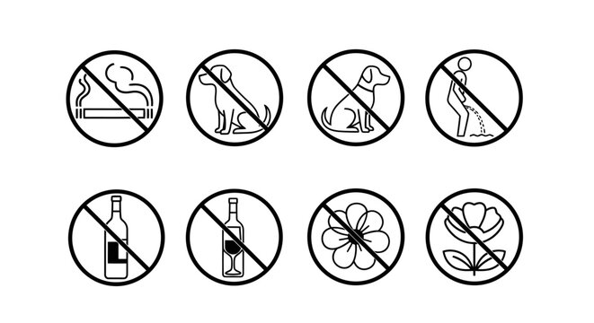Set of no-entry prohibition icons for signage and safety graphics.