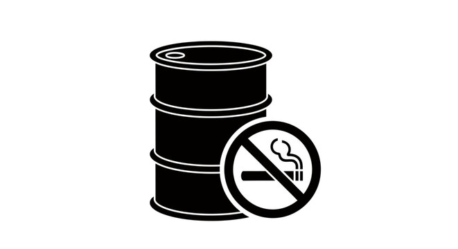 No Smoking Near Oil Barrel: Industrial Safety Sign Indicating Prohibition Around Flammable Materials.