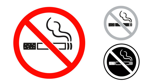 No Smoking Signage with Prohibition Circles Indicating Smoking Is Not Allowed in Public Areas.