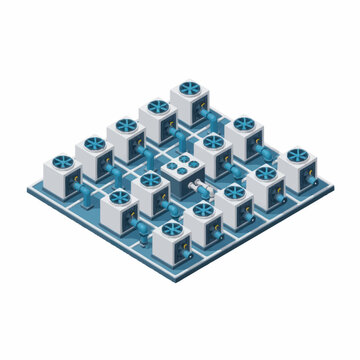 Green circuit board with multiple electronic components arranged in grid.