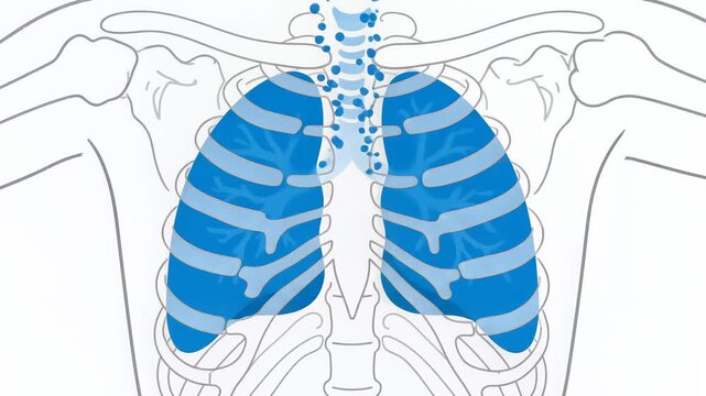 Human Lung Respiration Animation Showing Inhalation and Exhalation for Respiratory Health Concept