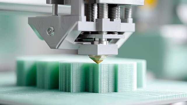 Innovative 3d printing ceramic vase on minimalistic green background