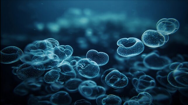 Bioluminescent Plankton Swarming in Dark Ocean Waters Creates Ethereal Glowing Patterns
