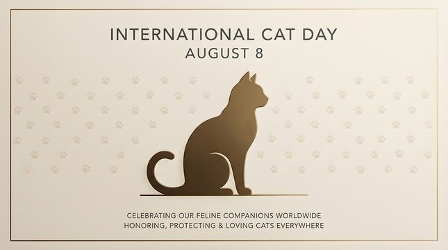 International Cat Day Celebration Poster with Cat Silhouette