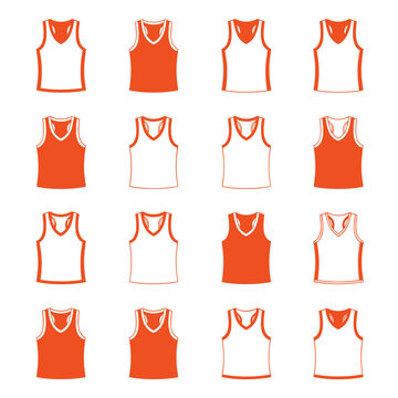 Orange and white racerback tank top fitness apparel icons