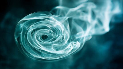 Fototapeta premium Ethereal Smoke Rings Interweaving to Form an Atmospheric Vortex with Glowing Blue Hues