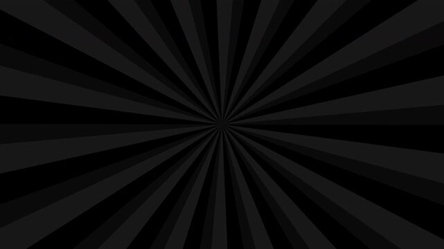 Black sunburst light rays rotating radially, transparent background seamless loop animation