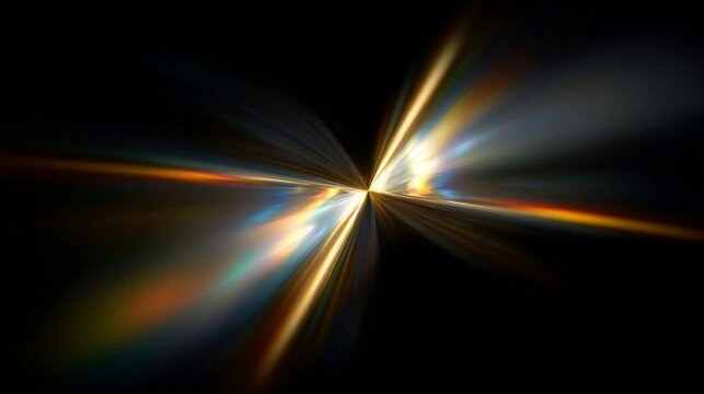 Fractured light beams converging into a vibrant prismatic explosion against a dark background.
