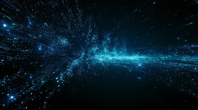 Infinite fiber optic data pipeline with luminous glowing light clusters (AI Generated)