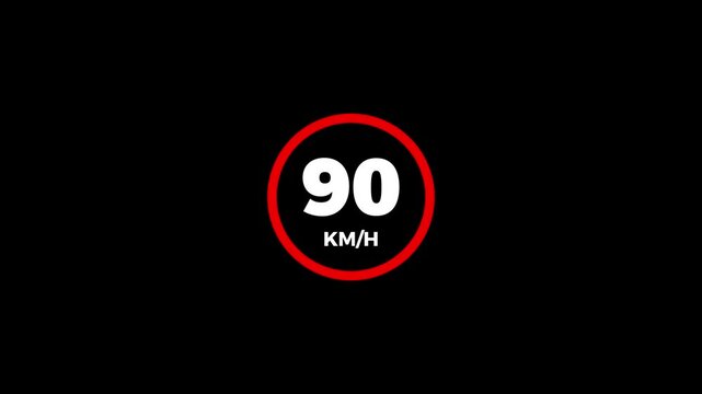 Minimalist Flat Vector 90 Kilometers Per Hour Speedometer Gauge Motion Graphic Asset