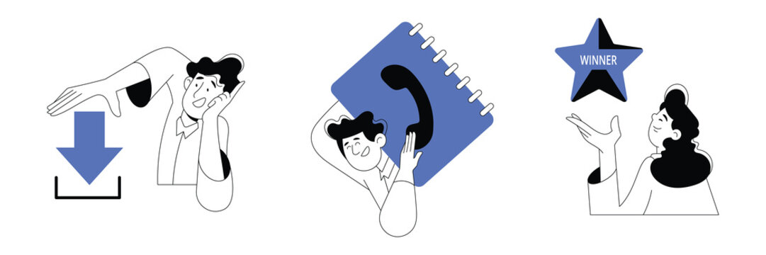 People with Icons Elements Set