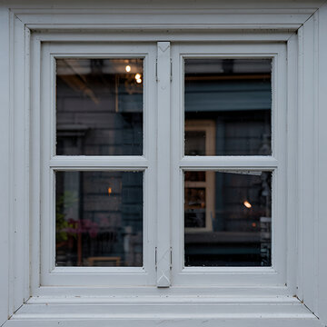 White wooden window on a house