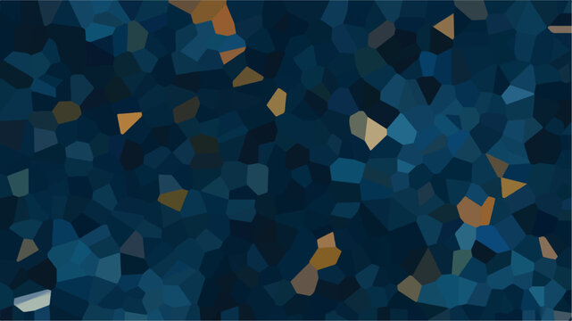 Abstract Blue Mosaic Polygon Background with Gold Accents.