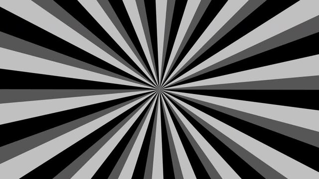 White sunburst light rays rotating radially, transparent background seamless loop animation