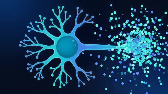 Neuron Action Potential Transmission Releasing Neurotransmitters for Brain Research and Science Education