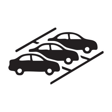 Black silhouette of cars parking in parallel spaces