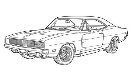 Fototapeta premium vintage car sketch