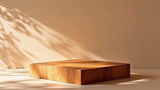 Wooden platform with leaf shadow