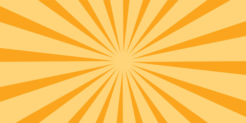 Obraz premium Orange stripes burst lines background. Sun ray light. Radiate sunlight. Vintage stripes halftone radial wallpaper for poster, banner.Circus background of spiral yellow orange rays vector.