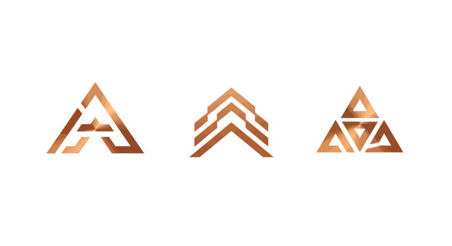 Golden Triangle Logo Design Set with Geometric Patterns.