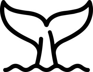 Whale Tail Fin Diving into Water Icon Graphic © tripot