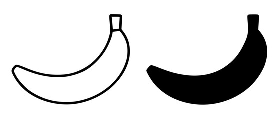 Minimalist banana icon in outline and silhouette design © Nurhalimah