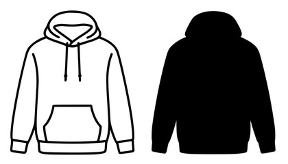 Minimalist hoodie icon in outline and silhouette design © Nurhalimah