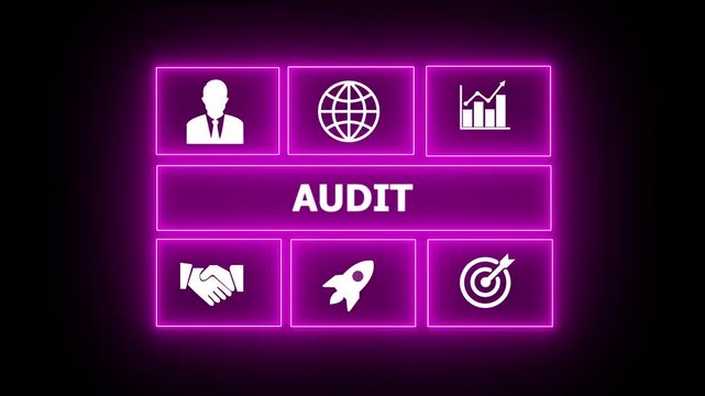 Business, Technology, Internet and network concept. " AUDIT " business and finance concept. compliance, and performance, often conducted by internal or external auditors. 4k video