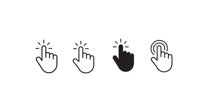 Mauszeiger Hand Hier Klicken Vector Icon Set | Click Cursor Hand Pointer Illustration