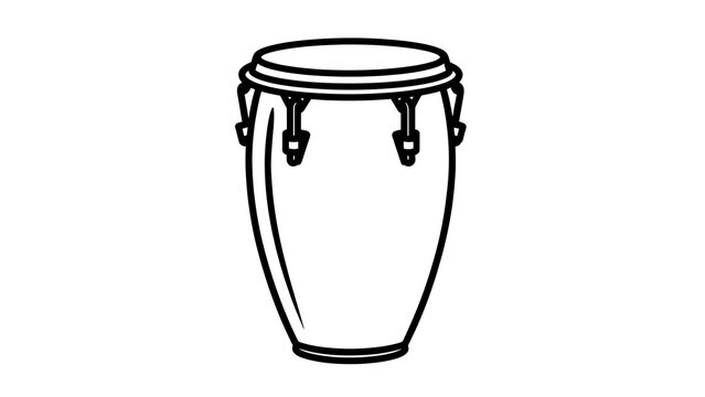 Black and white conga drum illustration on white background.
