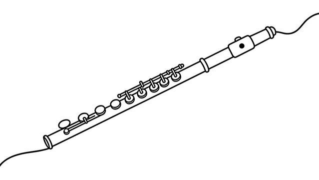 Black and white flute illustration on white background.