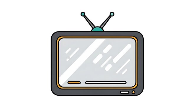 Retro Cartoon Television Set Displayed on Plain White Background