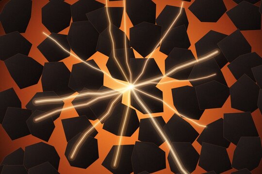 Abstract geometric light burst on hexagonal pattern