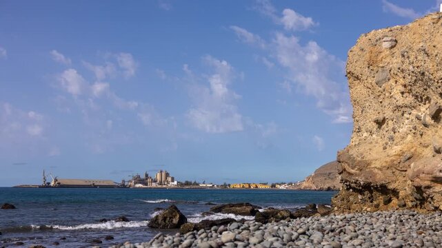 A timelapse of a power plant by the sea in gran canaria, spain
