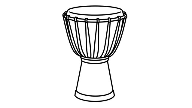 Djembe drum illustration on white background.