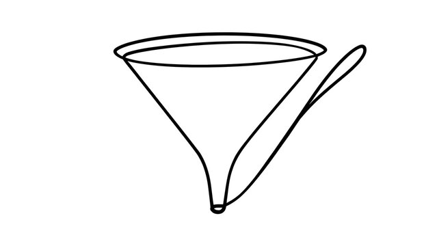 Funnel and spoon illustration on white background.