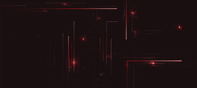 Cyber Security Abstract Dark Red Neon Circuit Glitch Hacker Technology Banner Background
