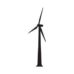 Wind turbine silhouette against a white background simple graphic design © NILUFA