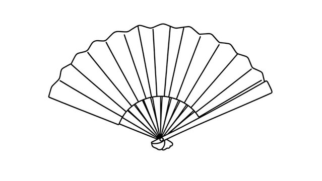 Elegant hand fan illustration on white background.