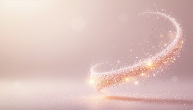 Elegant rose gold glittering swirling trail background ローズゴールドの流れるようなキラキラ光の軌跡背景イラスト