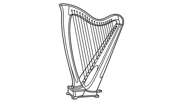 Elegant harp illustration on white background.
