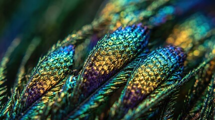 Obraz premium Vibrant Macro Shot of Iridescent Feather Detail