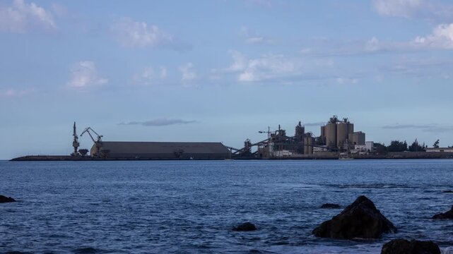A timelapse of a power plant by the sea in gran canaria, spain
