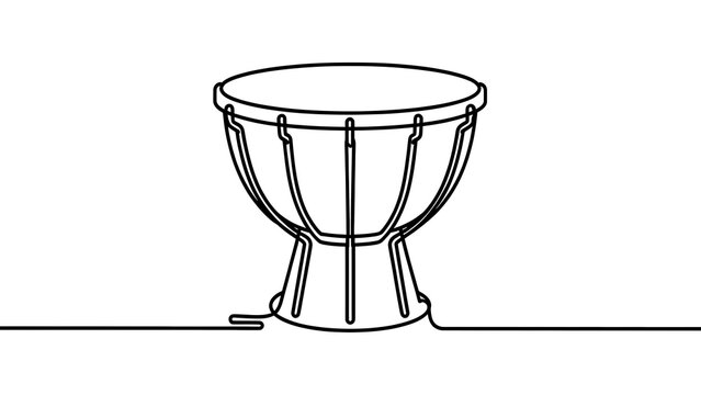 Hand drawn timpani drum on white background.