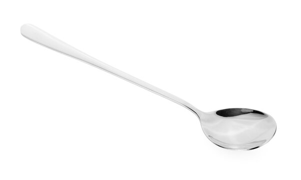silver spoon isolated on white background.